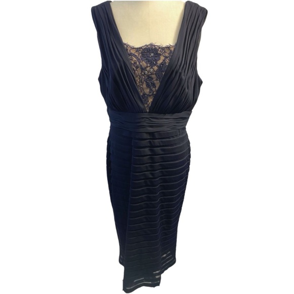Adrianna Papell Dresses & Skirts - Adrianna Papell Navy Blue Lace Detail Tiered Dress Sleeveless Formal Size 14